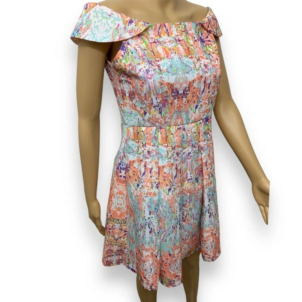 Gianni Bini Orchid Blossom Fit & Flare Pleated Cocktail Mini Dress Size S - Picture 6 of 14